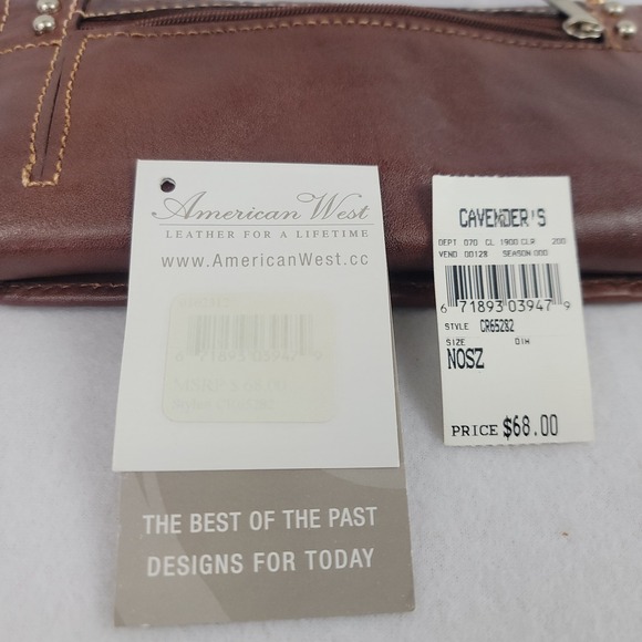 NWT American West Tooled Leather Wallet Brown 7" Snap Closure Western Design VTG - Picture 14 of 16